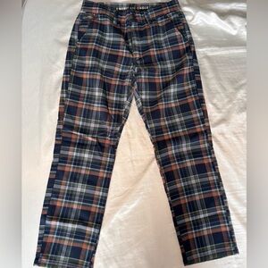 Plaid Straight Leg Ankle Dress Pant